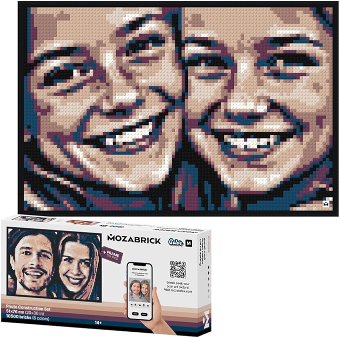 Color M Custom Photo Mosaic Building Set | DIY Craft Kit for Brick Wall Art Creation from Any Photo | Personalized Gift | Framed Building Blocks Portrait | Pixel Art Building Kit 20x30 in