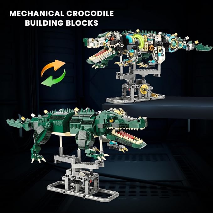Ideas Mechanical Crocodile Building Set - Alligator Animal Toy with Display Stand and Light Compatible with Lego Dinosaur STEM Gift for Adults &amp Teens Boys Ages 14+ (996 PCS)
