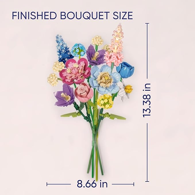Flower Building Set 880 PCS Building Sets for Adults Botanical Flower Kit Building Block Set Flower Bouquet DIY Gift No Vase Included