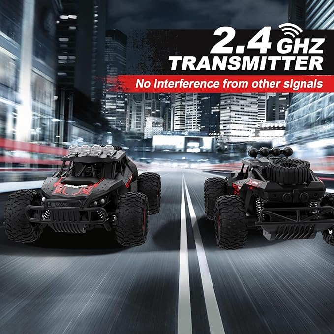 1:16 Scale Remote Control Car 2.4GHz High Speed 25 km/h Off-Road RC Car with Two Rechargeable Batteries &amp 70+ Min Playtime Remote Control Monster Truck for Kids Boys Girls and Adults