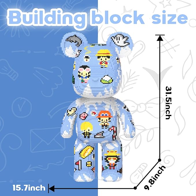 Big Pirates Sticker Bear Building Blocks (21950 PCS) Creative Animal Brick Set for Kids &amp Adults Micro Building Blocks Teddy Blocks Children Toys for Christmas Halloween Anniversary