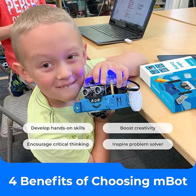 Makeblock mBot Robot Kit with Scratch Coding Box STEM Projects for Kids Learn to Code with Scratch Arduino Programmable Robot with 4 Programming Learning Projects Gifts for Boys Girls Aged 8-12