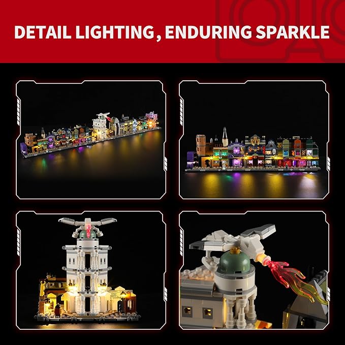 BRIKSMAX 2.0 Light Kit for Lego-76444 Diagon Alley Wizarding Shops -Innovative Led Lighting Kit Compatible with Lego Harry Potter Building Set- Not Included Lego Set