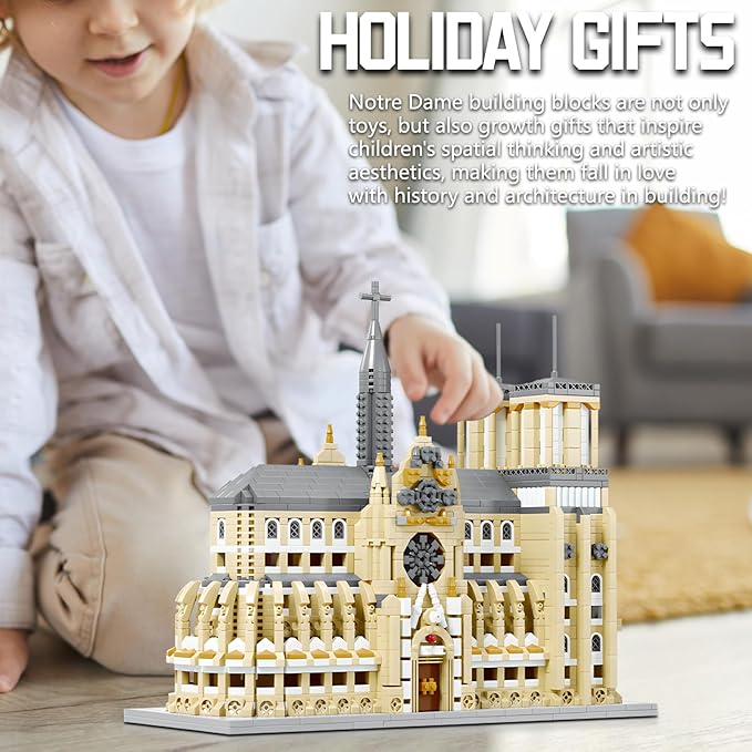 Notre Dame Cathedral Miniature Block Set (2908 Pieces) - Landmark Model Puzzle Toy Suitable for Children and Adults as a Gift