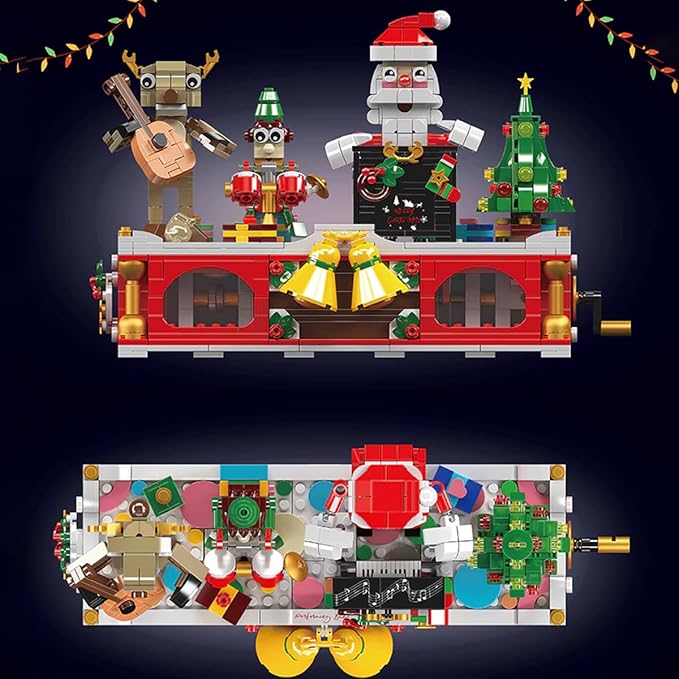 Christmas Musical Building Block Set Interactive Santa &amp Reindeer Holiday Scene with Music - Operated Movement Festive Construction Toy &amp Decor for Adult（1045 Pcs）