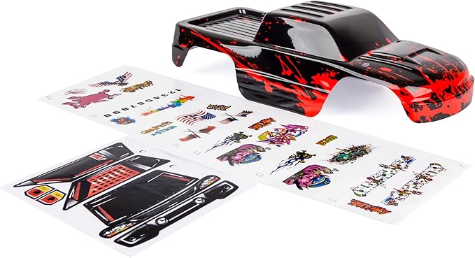 SummitLink Custom Body Compatible for 1/10 Scale RC Car or Truck (Truck not Included) (Muddy Red Over Black)