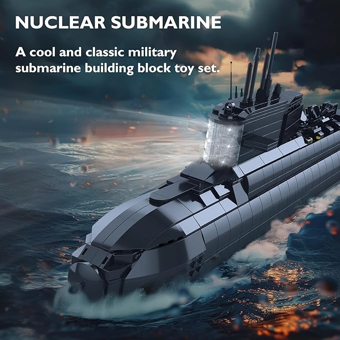 JMBricklayer Nuclear Submarine Building Sets for Adults Men Military Submarine Toys with Lights WW2 History Collectible Home Decor Battleship Construction Set Army Toy Gifts 1498PCS