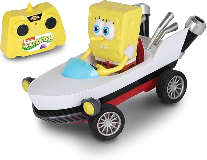 Nick Kart Racers - 2.4GHz RC Spongebob Boatmobile Straight from The Game “Nickelodeon Kart Racers 3: Slime Speedway” Full Function Fun Grippy Tires for Ultimate Traction