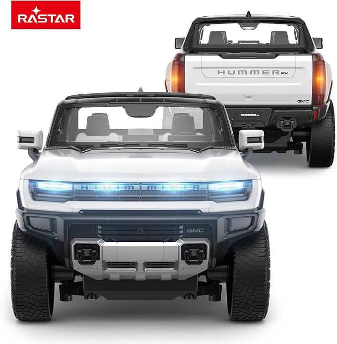 RASTAR Remote Control Car 1/16 Scale GMC Hummer EV Pickup RC Car Electric Off-Road Monster RC Hummer Truck for Kids Boys White 2.4G