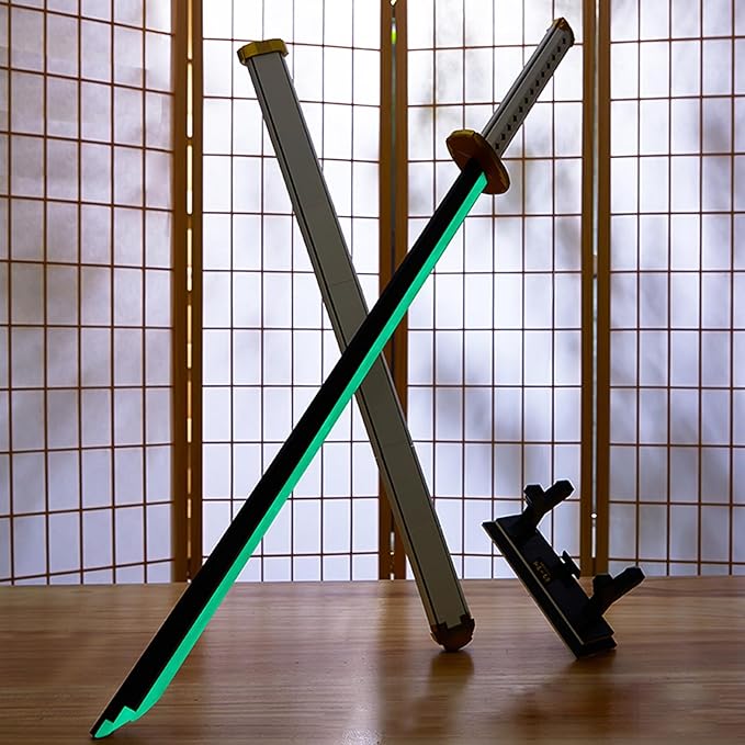 Anime Sword Building Set 806 Pieces White Katana Model with Scabbard &amp Stand 39 Inch Life Size Samurai Cosplay Prop Three-Sword Style Weapon Gift for Teens &amp Adults