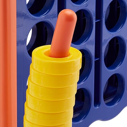 Amazon Basics Junior 4-to-Score Giant Premium Plastic Party Game for Kids &amp Adults Indoor &amp Outdoor BPA-Free with Carrying Bag Blue Yellow Red Green Large