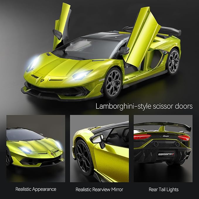 Lamborghini Remote Control Car Officially Licensed 1:14 Lambo RC Car for Boys Girls Birthday Gift Green Toys for 3 4 5 Years Old（Green）