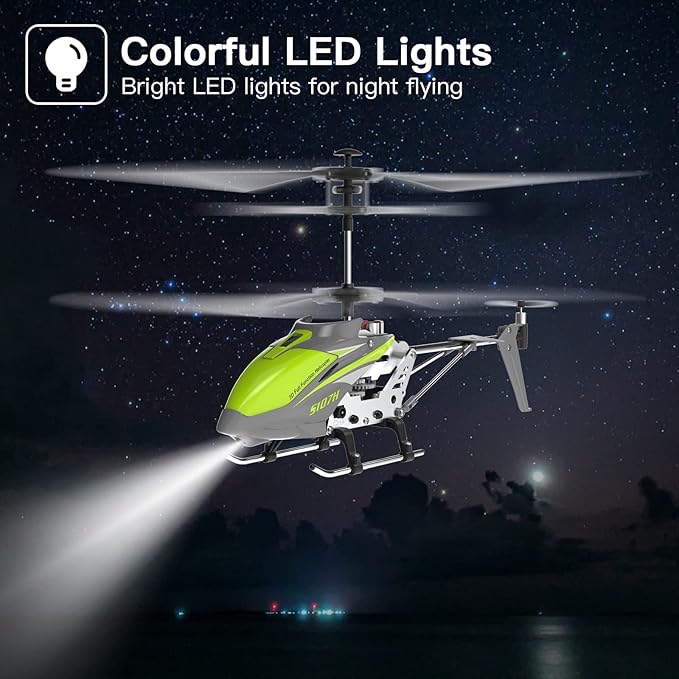 Cheerwing Remote Control HelicopterSYMA S107H Mini RC Helicopter with GyroAltitude Hold One Key Take Off/Landing for Adults Kids(Green)