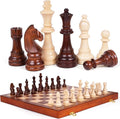 20 Inch Super Large Wooden Chess Set Hand-Carved Wooden Chess Pieces with 4.5” King Built-in Storage &amp 2 Extra Queens Luxury Folding Tournament Chess Board Game for Adults and Kids