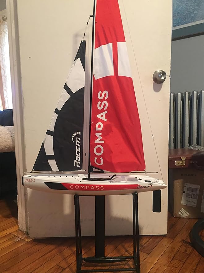 53” Inch Remote Control Boat RC Pre-Assemble Sail Accessories Kits 2.4G Electric Sailboat Watercraft for Adults (S)