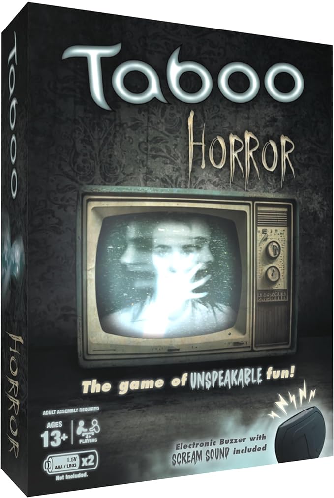 Taboo: Horror Edition Party Board Game Horror Genre Themed Trivia Word Game with Screaming Buzzer Game for 2 Players or More Fans of Horror Themed Films &amp Culture Ages 13 and Up