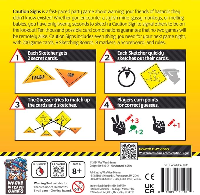 Wacky Wizard Games Caution Signs: A Hilarious Quick-Sketch Party Game