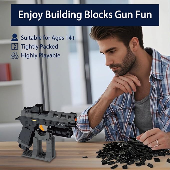1:1 P320 Pistol Building Blocks Set 400+ Pieces Building Blocks Model Gun Toy for Adults &amp Kids 14+ Unique Collectible Gift for Christmas Birthday Military Fans (P320)