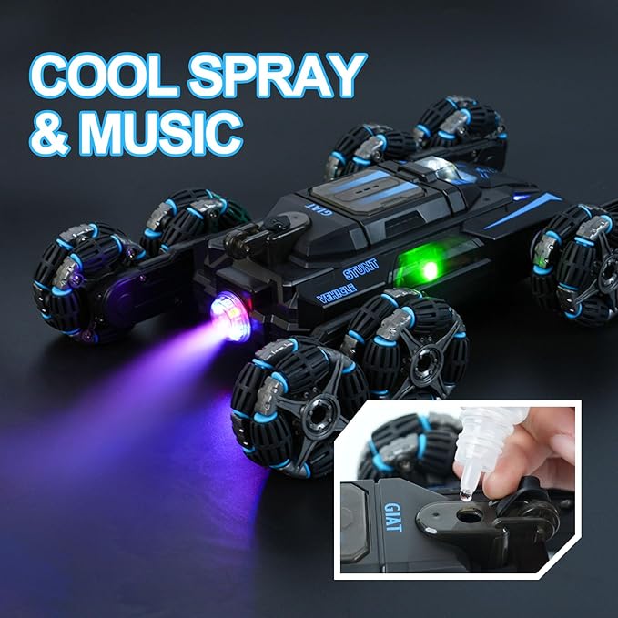 GIAT 8 Wheels Gesture Sensing RC Stunt Car Toy - Birthday Gifts Ideas for Boys Ages 5-7 6-12 8 9 10 11 Years Old Remote Control Off-Road Vehicle with 360-Degree Flips Lights &amp Music