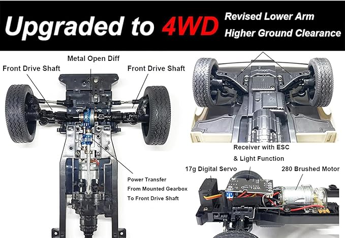 RC Kei Truck WPL D14 RC Car Off Road RTR Suzuki 1/10 Scale Remote Control Kei Truck RC Drift Car 4x4 2.4 GHz 280 Motor Fully Proportional Carry Vehicle Revised Chassis 4WD Hobby Toy Adult