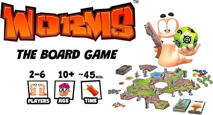 Mantic Games: Worms: The Board Game - Hilarious Tabletop Game Incorporating All The Fun &amp Shenanigans from The Classic Video Game Age 10+ 2-6 Player