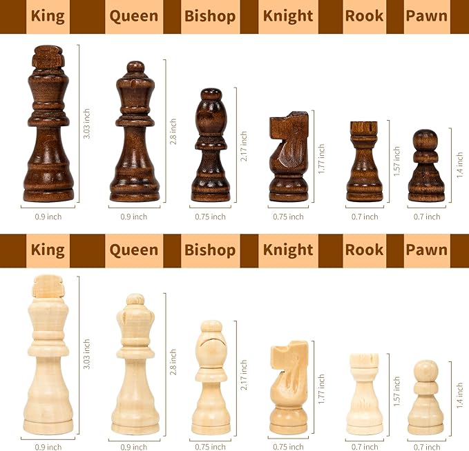 Magnetic Wooden Chess Board Set – 15.3 Folding Travel Chess Sets with Storage Slots – 2 Extra Queens Chess Board Set for Kids Adults Beginners – Portable Chess Game with Pieces Storage