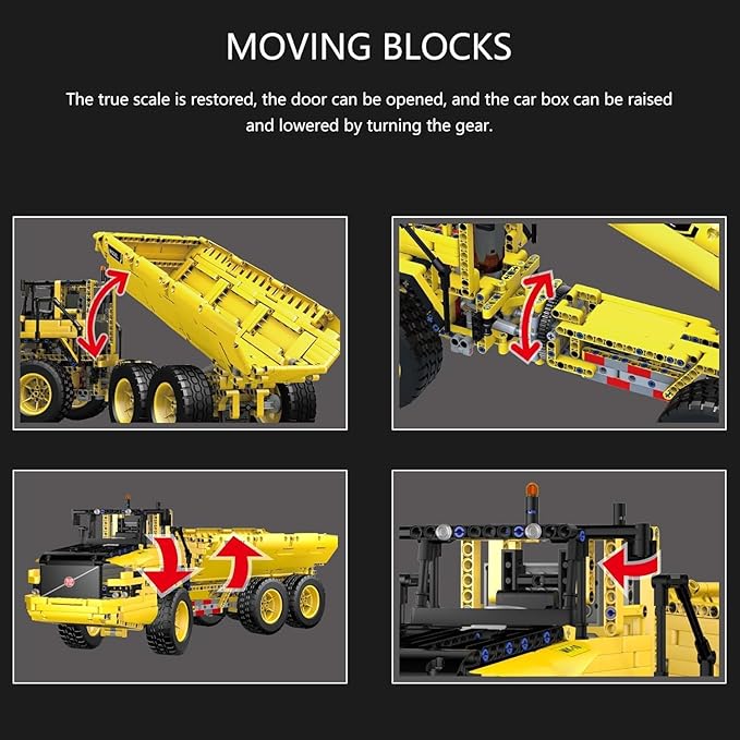 Mould King 17010 Engineering Dump Truck Building Block Kits MOC Building Blocks Set to Build Gift for Age 14+/Adult Collections Enthusiasts(1888 Pieces with Motor/APP Remote Control)
