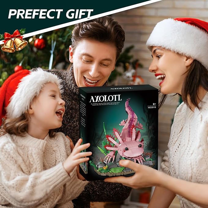 Axolotl Building Set Compatible with LEGO Animals 998 PCS Marine Animal Building Kit with Movable Joints &amp Display Base STEM Building Toy Gift for Adults &amp Teens 14+ Creative Gift Desk Dec