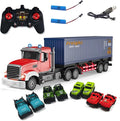Mostop RC Semi Truck with Trailer - 22.5 Inch Remote Control Semi Truck Toy for Kids 1:24 Scale Container Truck with 2 Batteries Carrier Van Transport Vehicle with LED Light &amp MusicGreat Gift