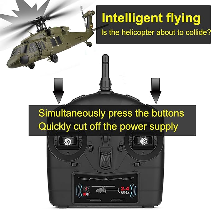 K170 UH60L Remote Controlled Helicopter Aircraft Plane 2.4Ghz 4CH RC Helicopter Heli Aileronless 6-Axis Gyroscope Altitude Hovering 3-Batteries for Adults Beginners