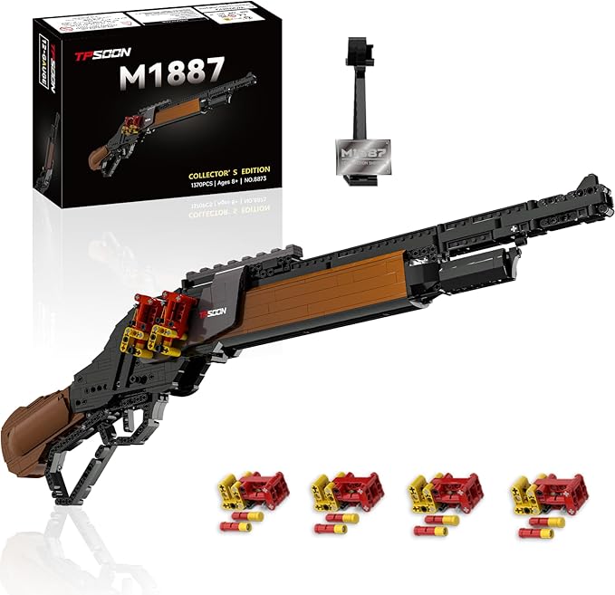 Sosuy Building Block Gun Sets M1887 1:1 DIY Shootable Shotgun Model Guns Toys for Adult Teen Boys Birthday for Men Kids Age 8+ Bricks Collection for Army Fan 1370PCS