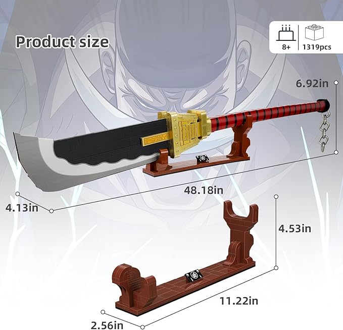 TOY PLAYER One Priate Piece Edward Newgate Katana (48 in) Compatible with Lego Cosplay Whitebeard Falchion with Scabbard and Stand Katana Building Set Gift for Anime Fans(1319 Pcs)
