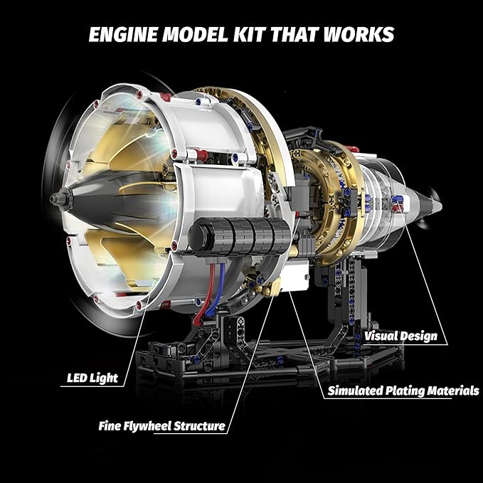 Jet Engine Model Kit that Runs App Controlled Building Blocks Sets with Motor Visible Aircraft Engine Building Kit for Adults &amp Kids 14+ Year Old (564 PCS)