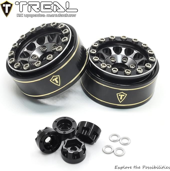 TREAL 1.0 Beadlock Wheels 12 Spokes Classic Rims (4P) for SCX24 AX24 FCX24 TRX4M 1/24 1/18 Crawler Car-Type I(Gray)