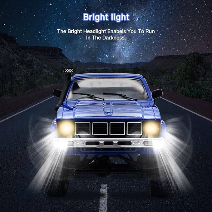 Mostop RC Crawler WPL C24 Rock Crawler RC Truck 4x4 Off Road 1:16 Scale RTR Remote Control Truck 2.4Ghz Proportional Steering RC Car with LED Lights Toys for Kids 6-8 8-12 Year Old Birthday Gift