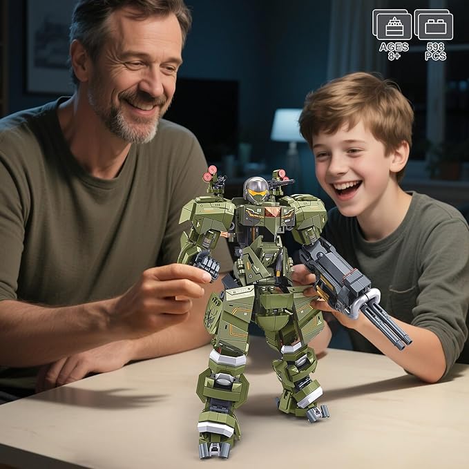 HIGH GODO Main Battle Mech Robot Transforming Building Blocks Set for AdultsCity Warrior Justice Hero Soldier Mech Model Building Kit Cool Creative Robots Toys Gift for Teens 598 Pieces