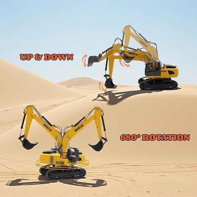 RC Semi Truck &amp RC Excavator Set 1:24 Scale Remote Control Flatbed Truck with Detachable Trailer 2.4GHz RC Semi-Trailer Construction Vehicle with Sound and Light