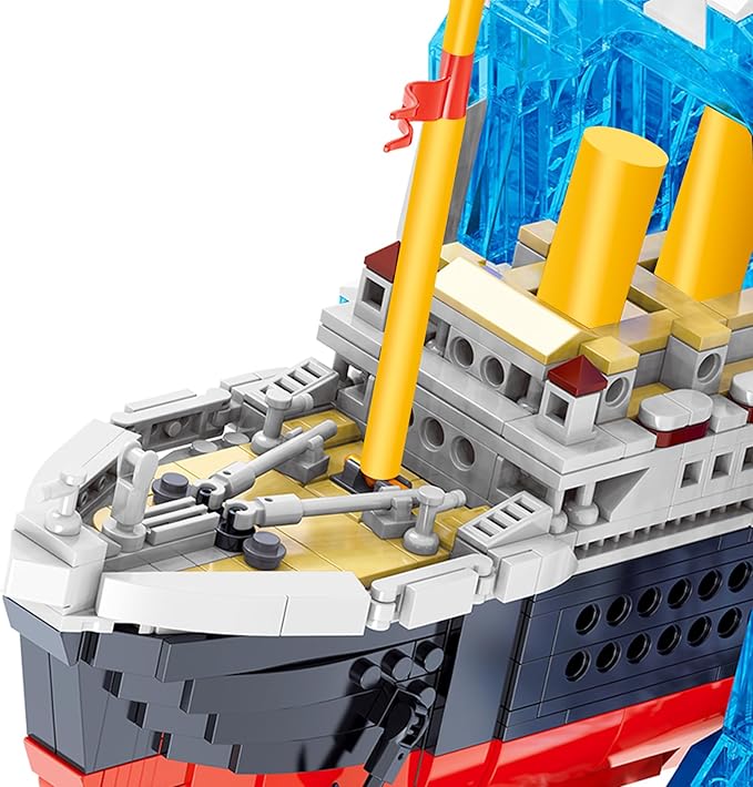Titanic Building Set Ship Book Nook Kit 2 in 1 Compatible with Regular Size Bricks Cruise Boat Model with Glacier Bookends Construction Kit Toy Gift Home Decor for Adult 14+ 1202 pcs