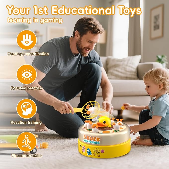 BDUCK+ Board Games for Toddlers Kids Toys Jumping Ducks Game for Kids 4-8 2 Players Family Board Game Interactive Educational Toy for Boys Girls Birthday Gifts for Age 3 &amp Up