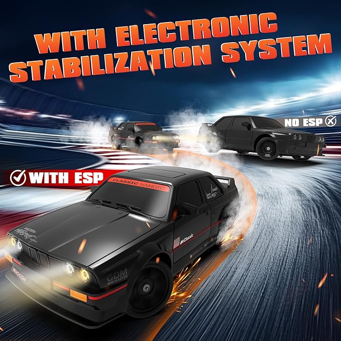 RC Drift Car with Gyro Fast RC Cars for Adults 50KM/h Drifting RC Car 2.4GHz 1/16 Remote Control Cars 4WD High Speed Racing Vehicle Sport Toy Cars with LED Lights for Adults Boys Girls Kids