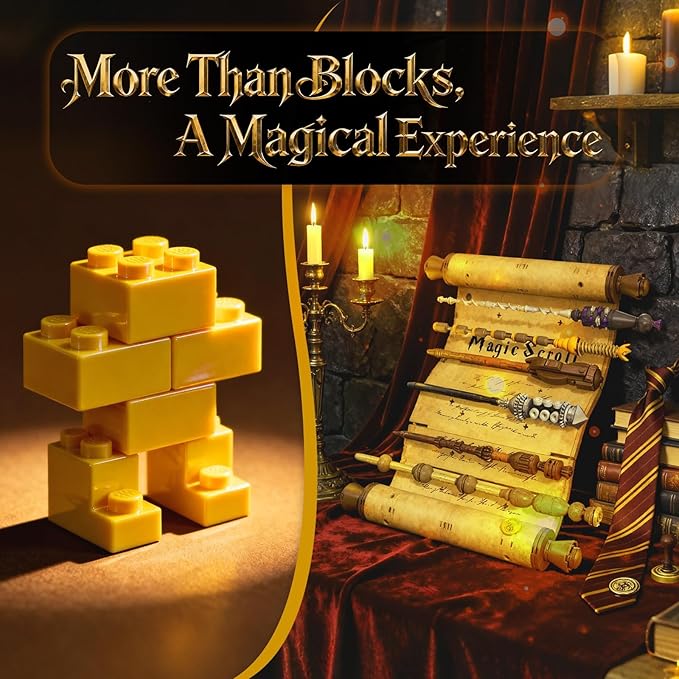 Sosuy Magic Scroll Wand Building Blocks Set — Wizard Scroll Kit with 6 Active Wands Collector Display Model Construction Ideal Gift for Fantasy Movie Fans for Kids Teens Adult 761 Pcs 8+