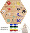 24 Wooden Wahoo Board Game Double-Sided for 4 or 6 Players Fast Track Board Game Original Marble Game Set with 36 Marbles 8 Dice for Family Night Parties and Adult Gifting