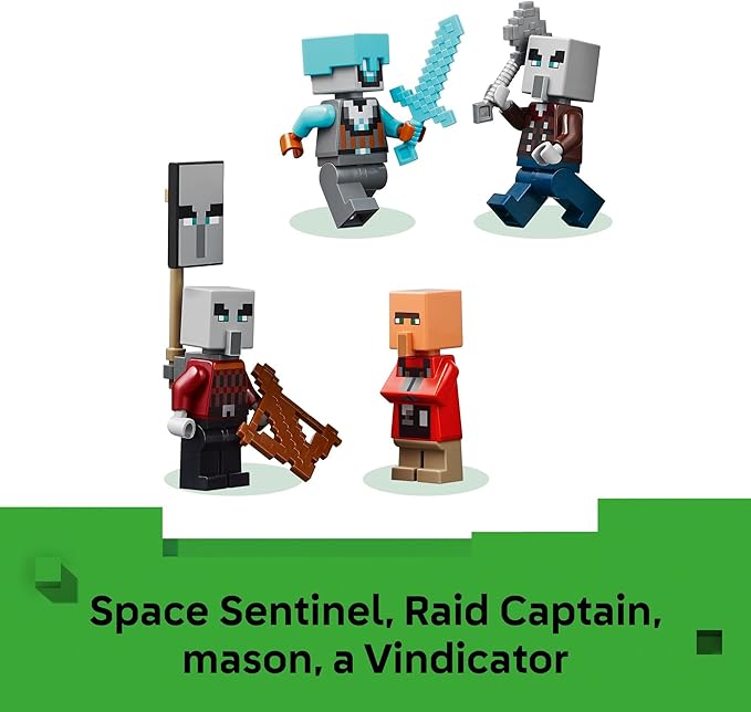 LEGO Minecraft The Pillager Outpost and Ravager Building Toy - Video Game Building Blocks for Kids Boys &amp Girls Ages 9+ - Includes Space Sentinel &amp 3 Minifigures - Gift Idea for Gamers - 212