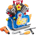 Engine Building Kit Kids Mechanic Repair Set for Kids Motorcycle EngineTake Apart Toys-42pc PlaysetSTEM Engine Model Kit Toy with Cool Lights&ampSoundsEducational Toys for 3+ Year Old (Blue)