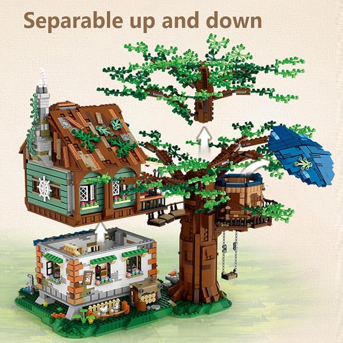 Mini Blocks Tree House Building Kit 4761PCS Idea Forest House Building Blocks Set DIY Mini Bricks Street View House Construction Model for Adult