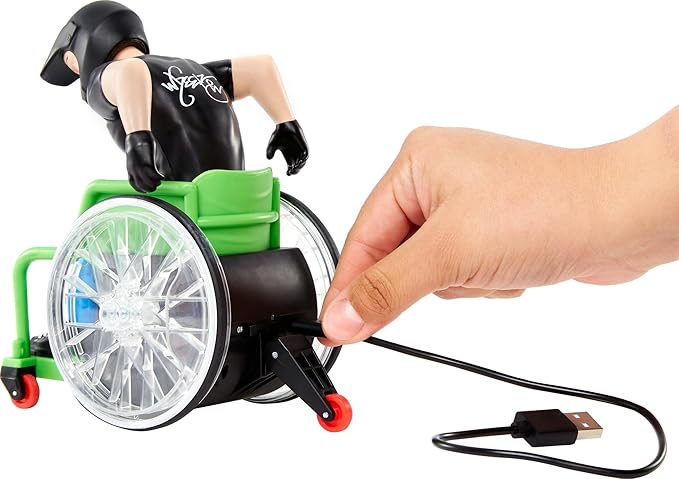 Hot Wheels RC Aaron Wheelz Wheelie Chair Remote-Control Wheelchair with Motocross Aaron Wheelz Fotheringham Figure