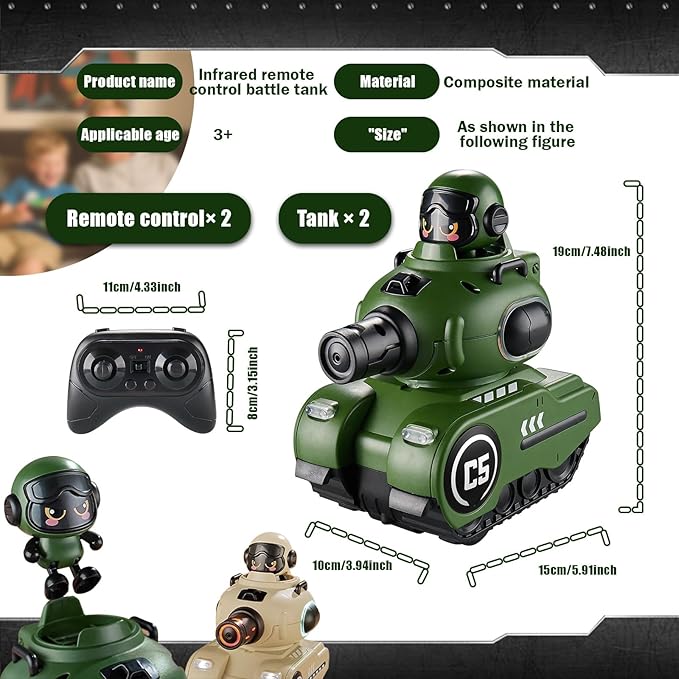 2 Pack RC Battle Tanks RC Tank that Shoots with Infrared System &amp Sound Effects Remote Control Tank with HP Station for Boys &amp Girls Age 6-12 Christmas Birthday Easter Gifts for 8-12