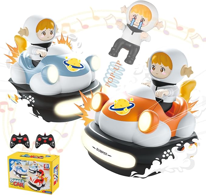 Remote Control Speed Bumper Cars Toy (2 Cars Set) – Rechargeable RC Ejector Cars with Music &amp Lights Fast-Response 2-Player Battle Racing Game for Kids Ages 3–8