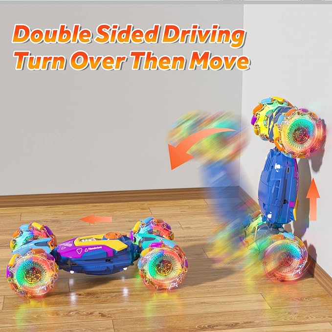 Gesture Sensing Remote Control Stunt Car - Boys Toys Age 6-8-12 4WD Hand Controlled RC Twist Car with Light &amp Music Cool Birthday Presents and Ideas Gifts for Boys Kids Age 7 9 10 11 12 Years Ol