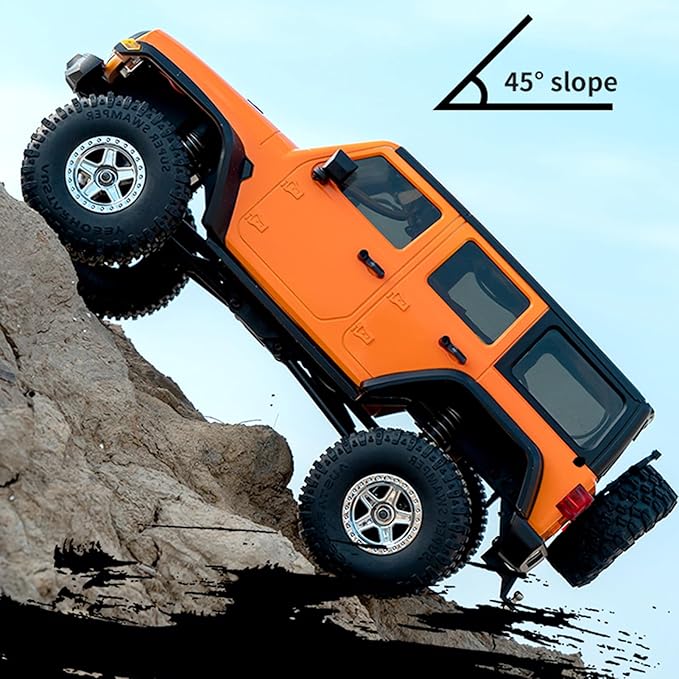 GoolRC RC Crawler 4WD RC Truck D870 RC Rock Crawler 1:18 Scale Remote Control Truck All Terrains Off Road Climbing Car 2.4GHz Electric Vehicle with LED Light for Adults Include 2 Batteries (Grey)